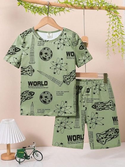 Boys World Print Co-ord Combo (Pack of 3)