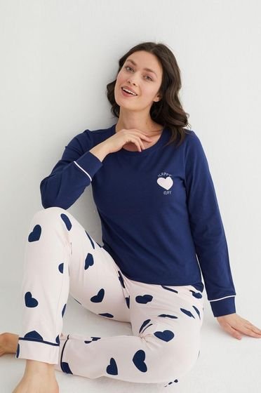 Women's Heart-Print Night Suit Combo (Pack of 2)