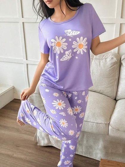 Women's Daisy Lounge Set Combo (Pack of 2)