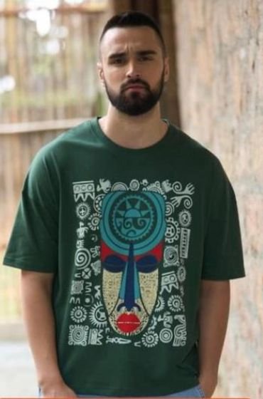 Men's Green Graphic Round Neck Tee